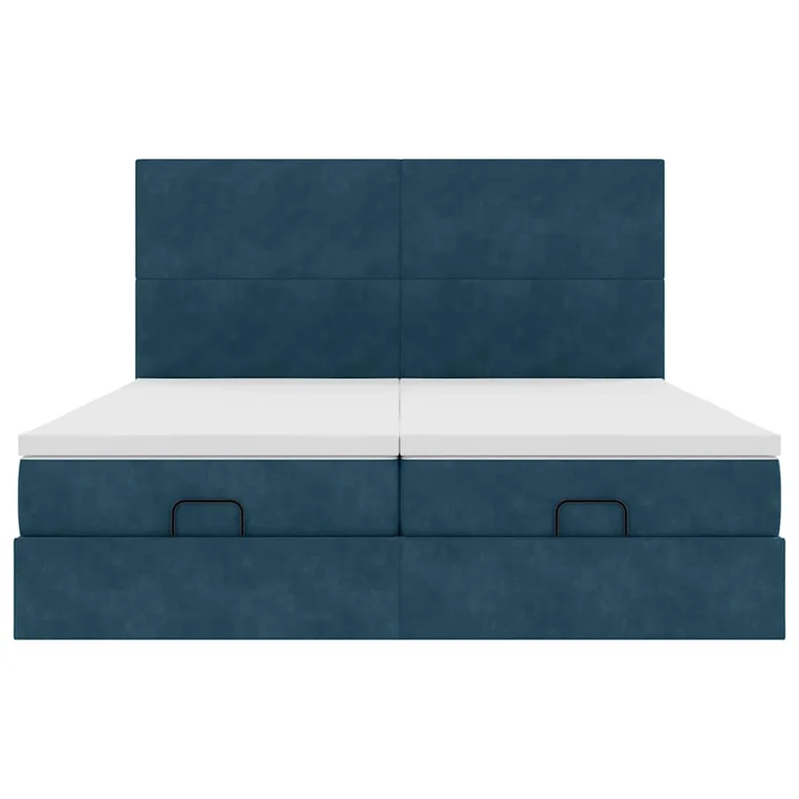 Cadre de lit ottoman avec matelas bleu foncé 180x200 cm velours - 7