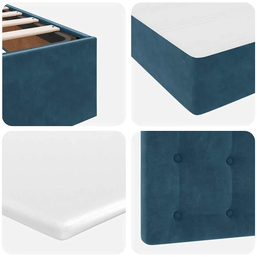 Cadre de lit ottoman avec matelas bleu foncé 180x200 cm velours - 16