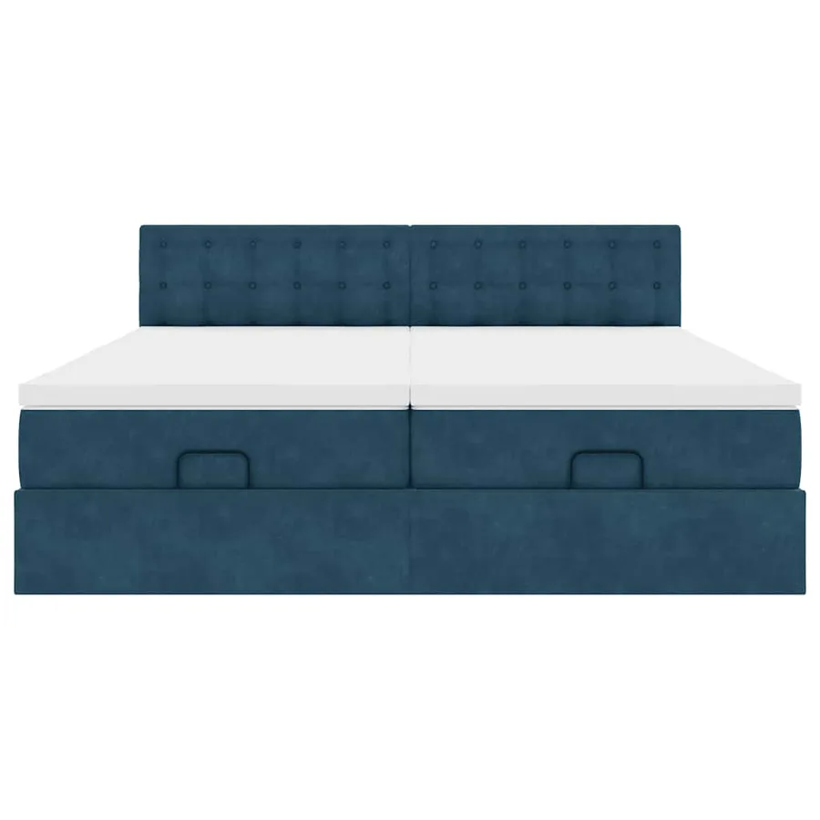 Cadre de lit ottoman avec matelas bleu foncé 180x200 cm velours - 8