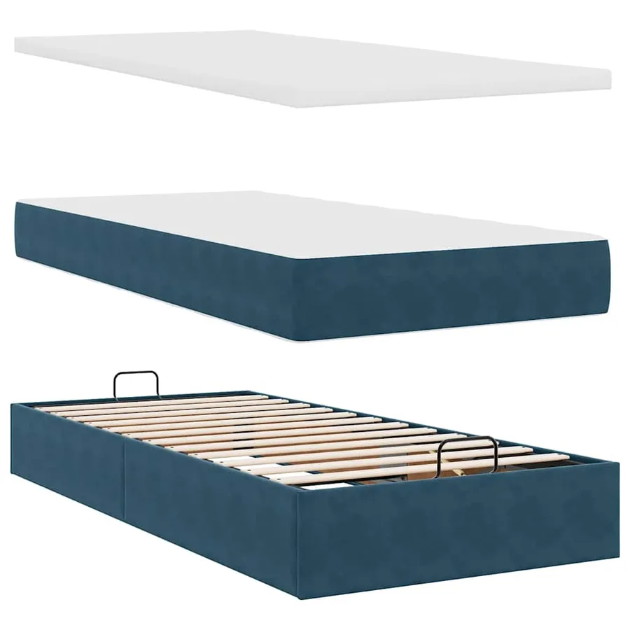Cadre de lit ottoman avec matelas bleu foncé 180x200 cm velours - 9