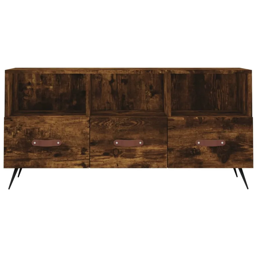 Meuble TV chêne fumé 102x36x50 cm bois d'ingénierie - 5