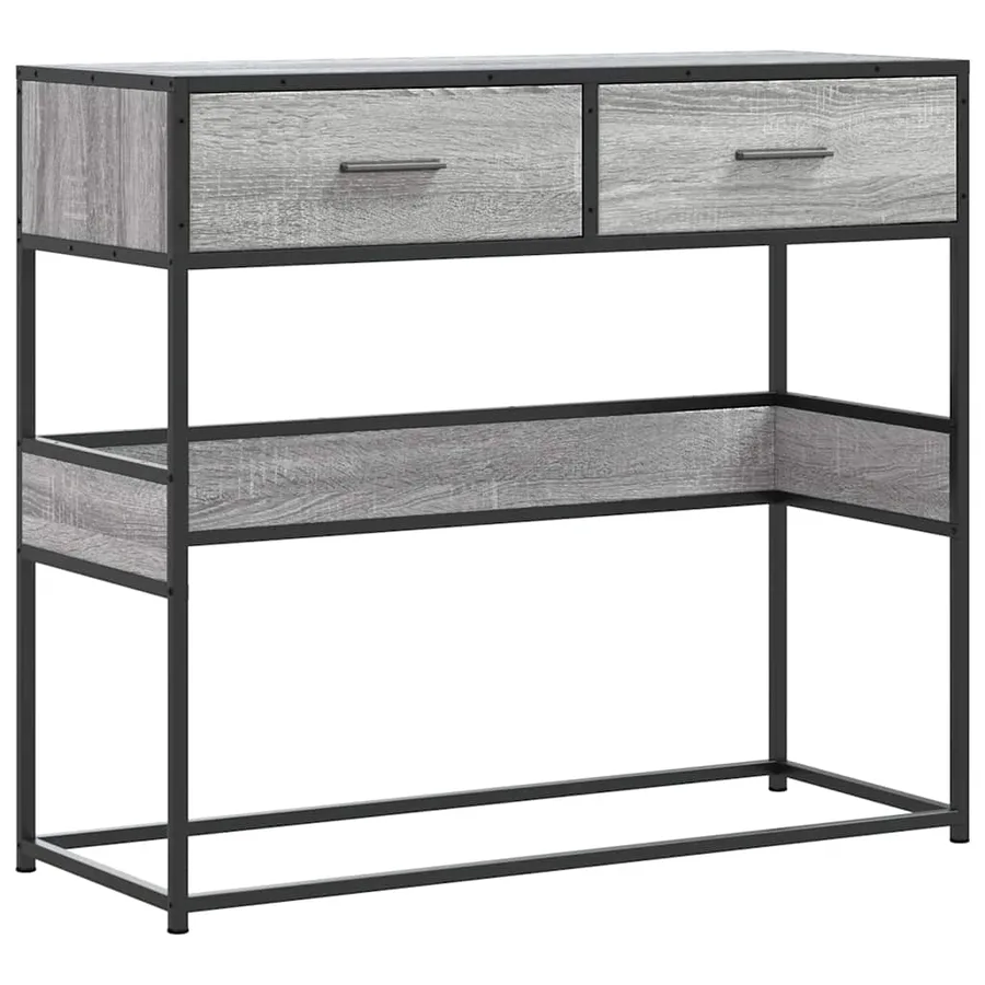 Table console sonoma gris 90x35x80 cm bois d'ingénierie - 2