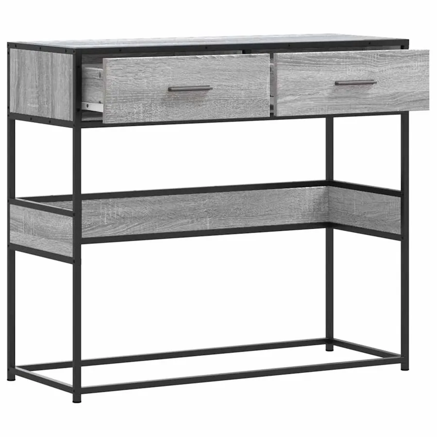 Table console sonoma gris 90x35x80 cm bois d'ingénierie - 7