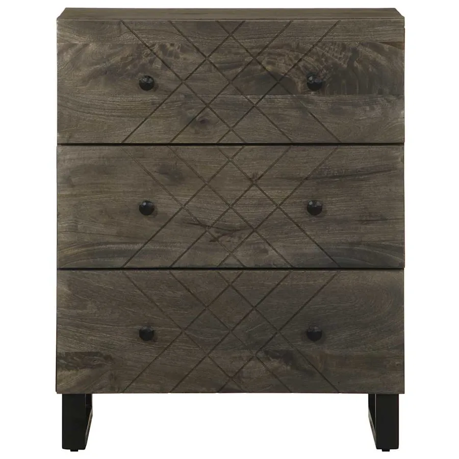 Buffet noir 60x33x75 cm bois massif de manguier - 3