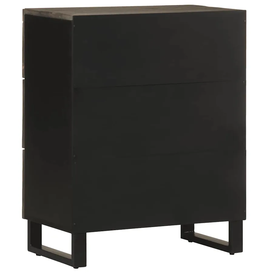 Buffet noir 60x33x75 cm bois massif de manguier - 5