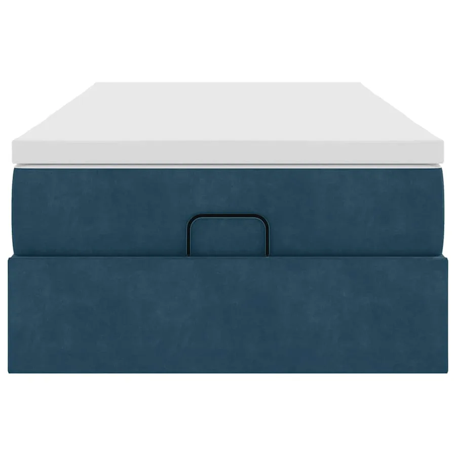 Cadre de lit ottoman avec matelas bleu foncé 100x200 cm velours - 7