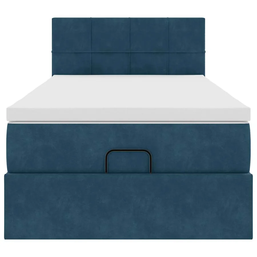 Cadre de lit ottoman avec matelas bleu foncé 100x200 cm velours - 6