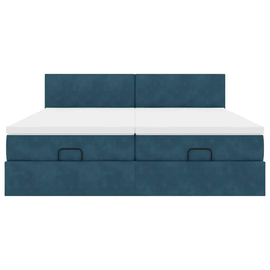 Cadre de lit ottoman avec matelas bleu foncé 200x200 cm velours - 7