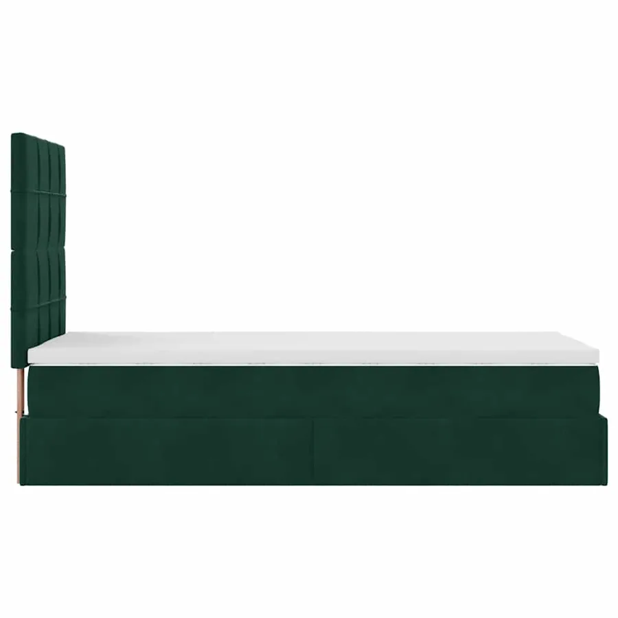 Cadre de lit ottoman avec matelas vert foncé 90x200 cm velours - 8