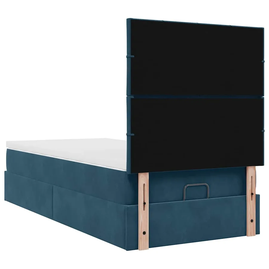 Cadre de lit ottoman avec matelas bleu foncé 100x200 cm velours - 9