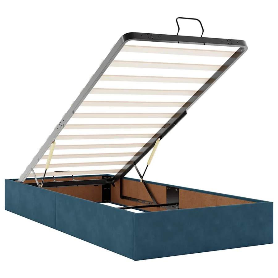 Cadre de lit ottoman sans matelas bleu foncé 100x200 cm velours - 10