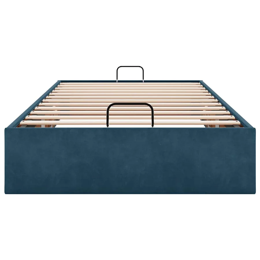 Cadre de lit ottoman sans matelas bleu foncé 100x200 cm velours - 7