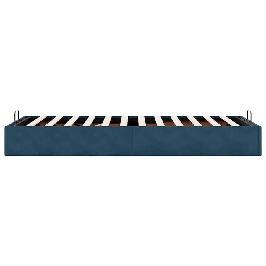 Cadre de lit ottoman sans matelas bleu foncé 100x200 cm velours - 8