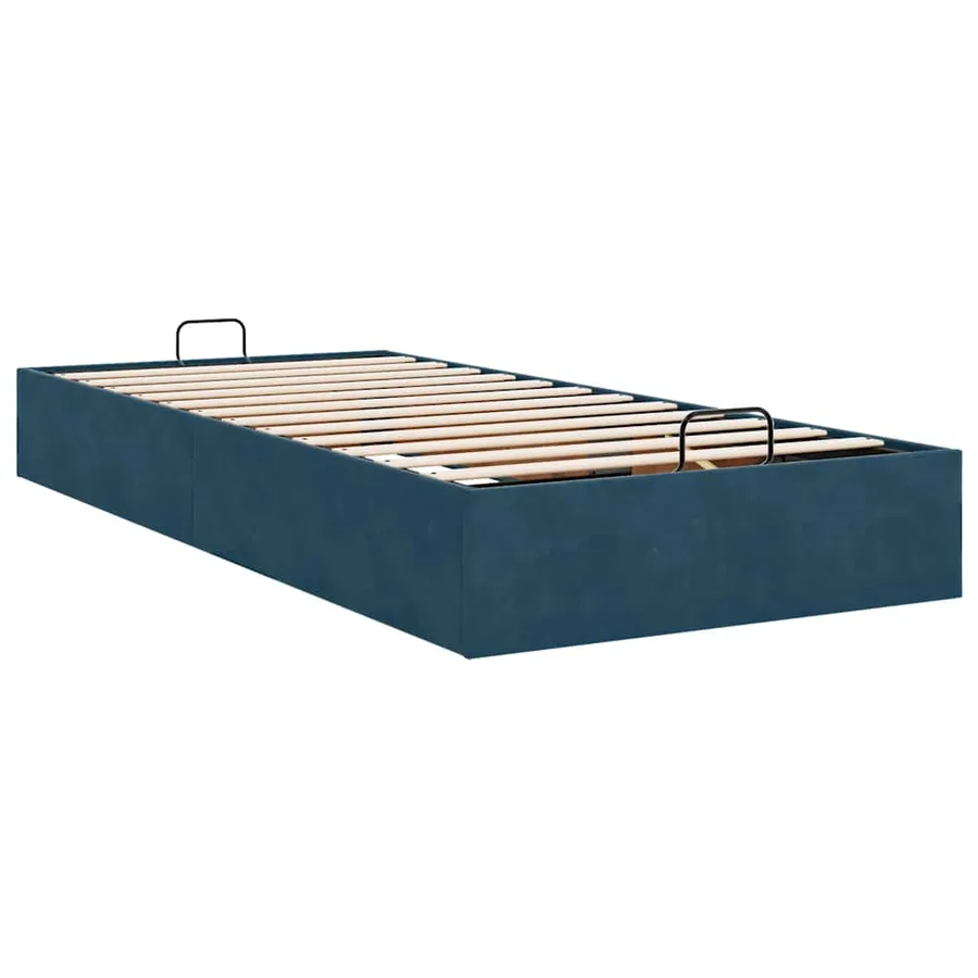 Cadre de lit ottoman sans matelas bleu foncé 100x200 cm velours - 9