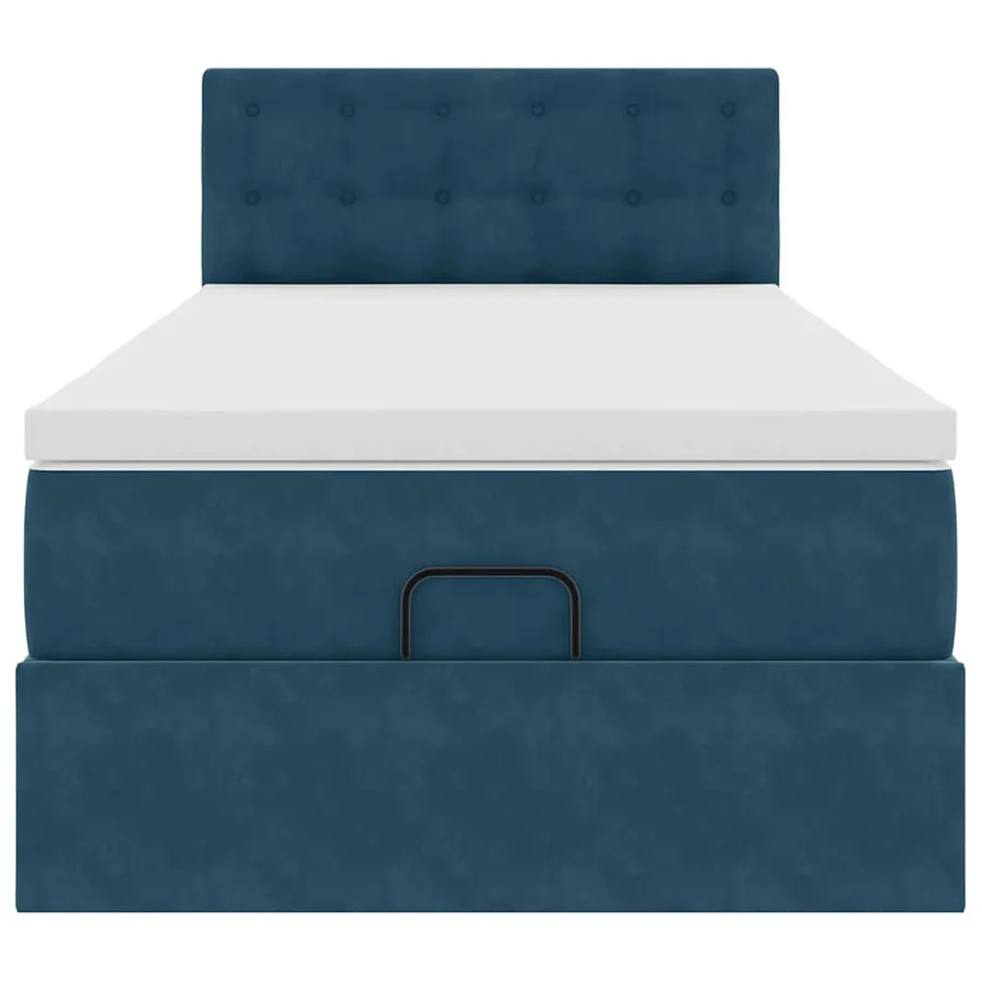 Cadre de lit ottoman avec matelas bleu foncé 100x200 cm velours - 7