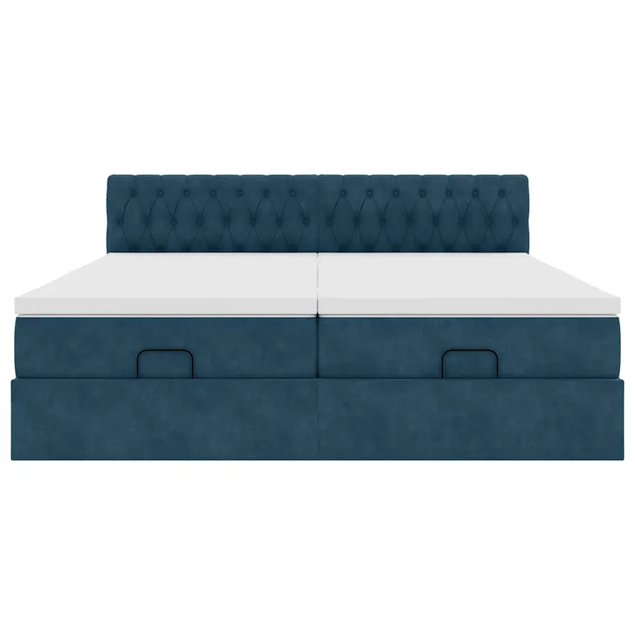 Cadre de lit ottoman avec matelas bleu foncé 200x200 cm velours - 7
