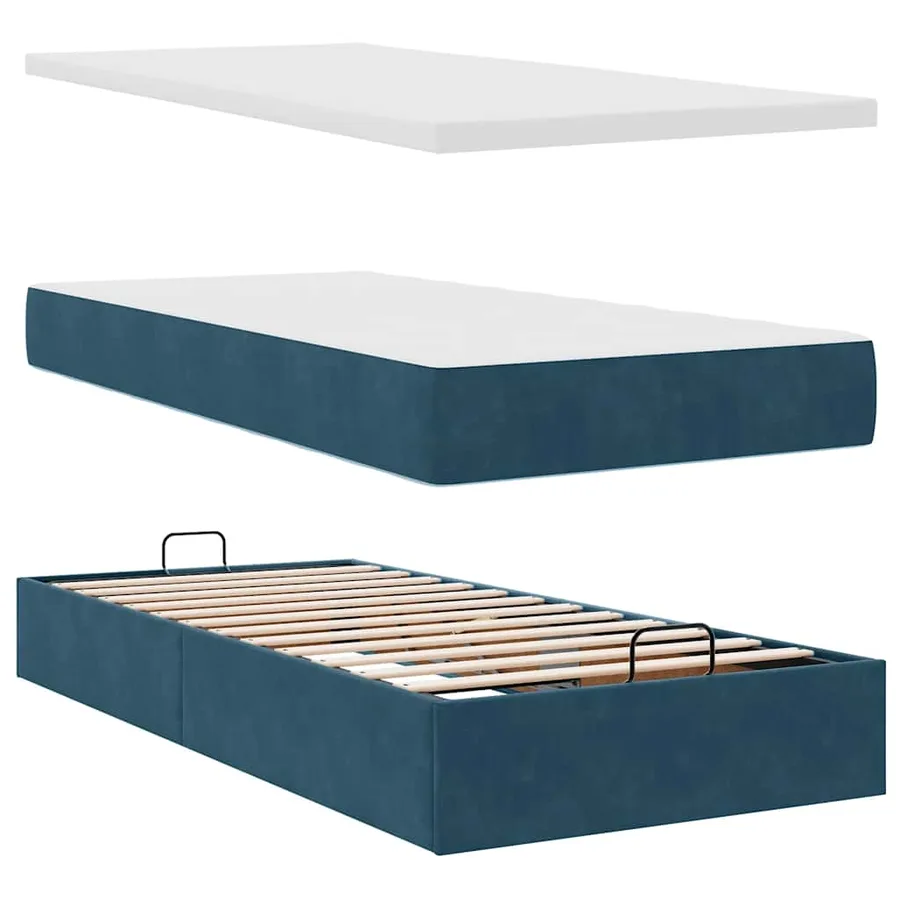 Cadre de lit ottoman avec matelas bleu foncé 200x200 cm velours - 8