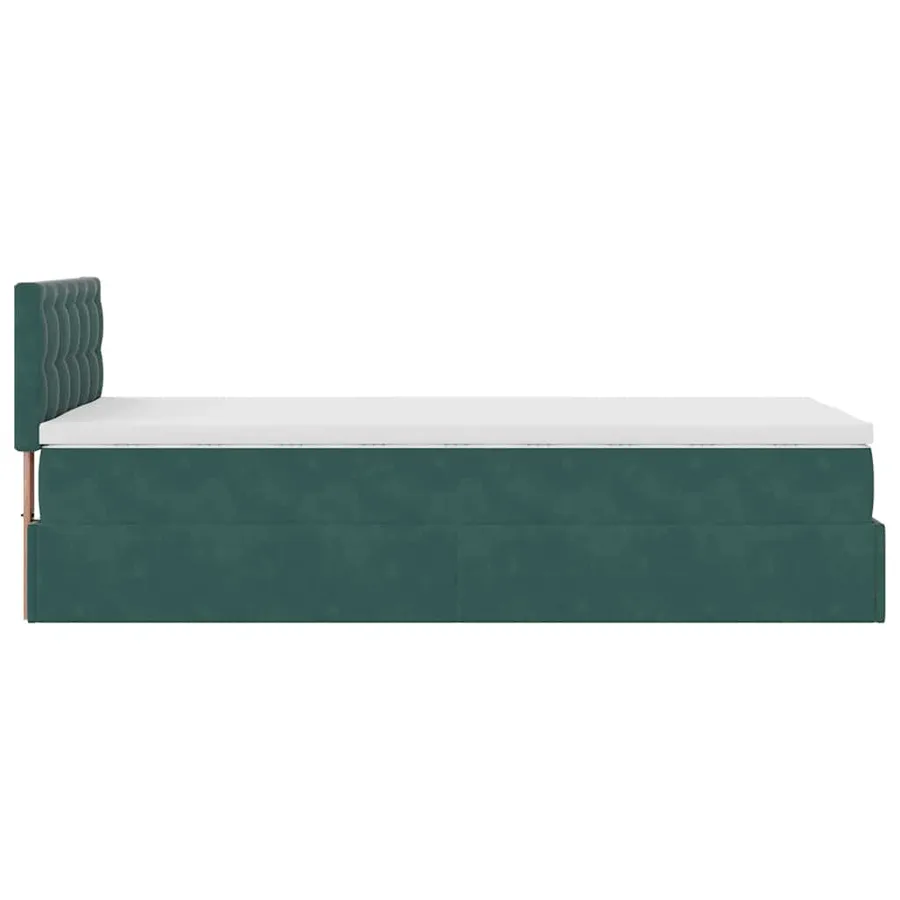 Lit ottoman avec matelas et LED Vert foncé 90x200cm velours - 11