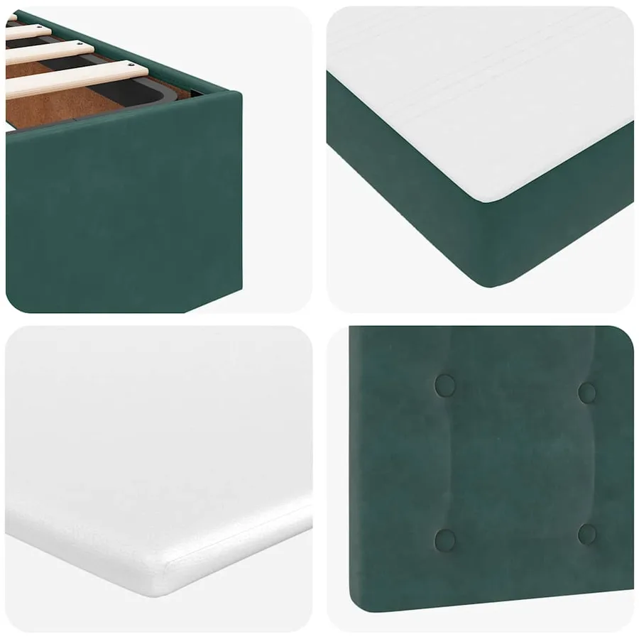 Lit ottoman avec matelas et LED Vert foncé 90x200cm velours - 15