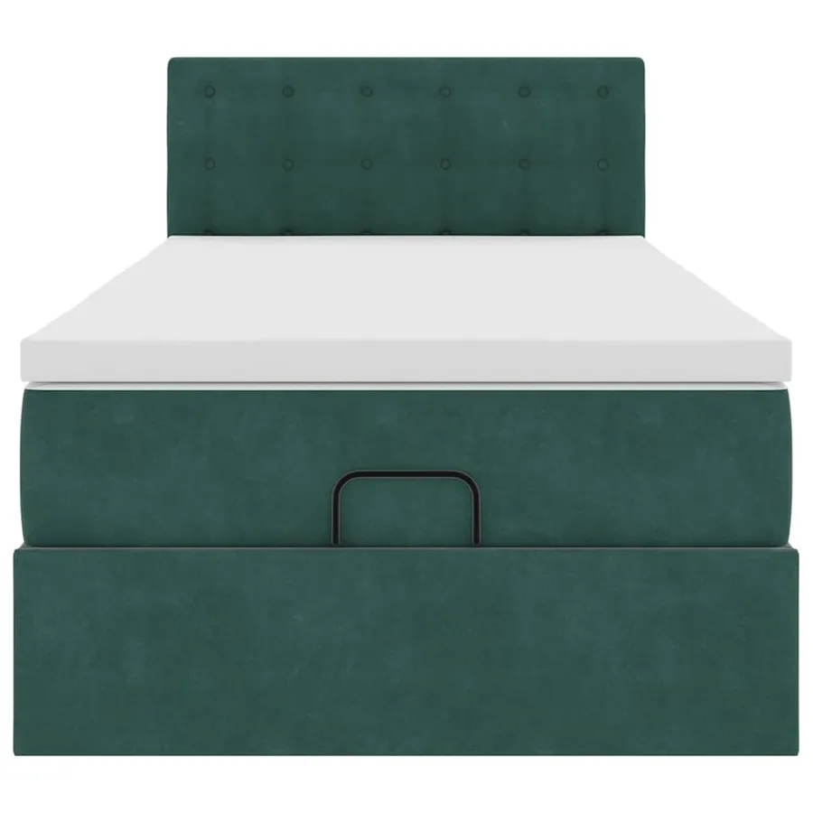 Lit ottoman avec matelas et LED Vert foncé 90x200cm velours - 8