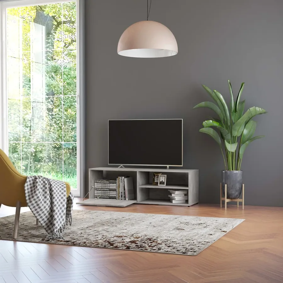 Meuble TV Gris béton 120x34x37 cm Bois d’ingénierie - 4
