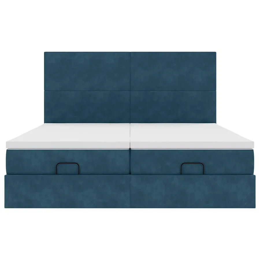 Cadre de lit ottoman avec matelas bleu foncé 200x200 cm velours - 7