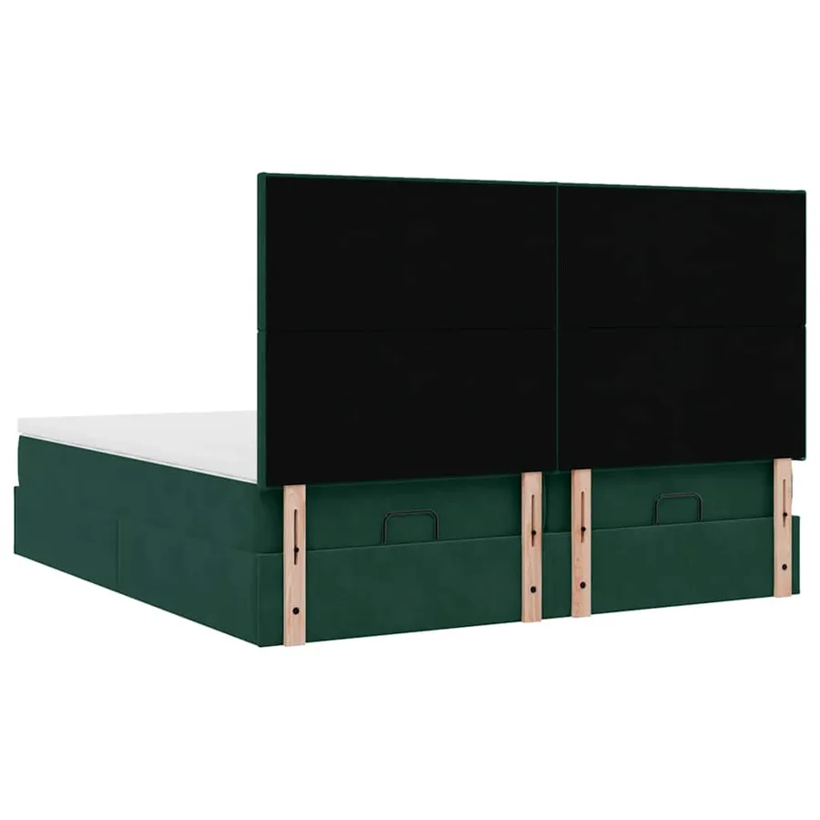 Cadre de lit ottoman avec matelas vert foncé 180x200cm velours - 10