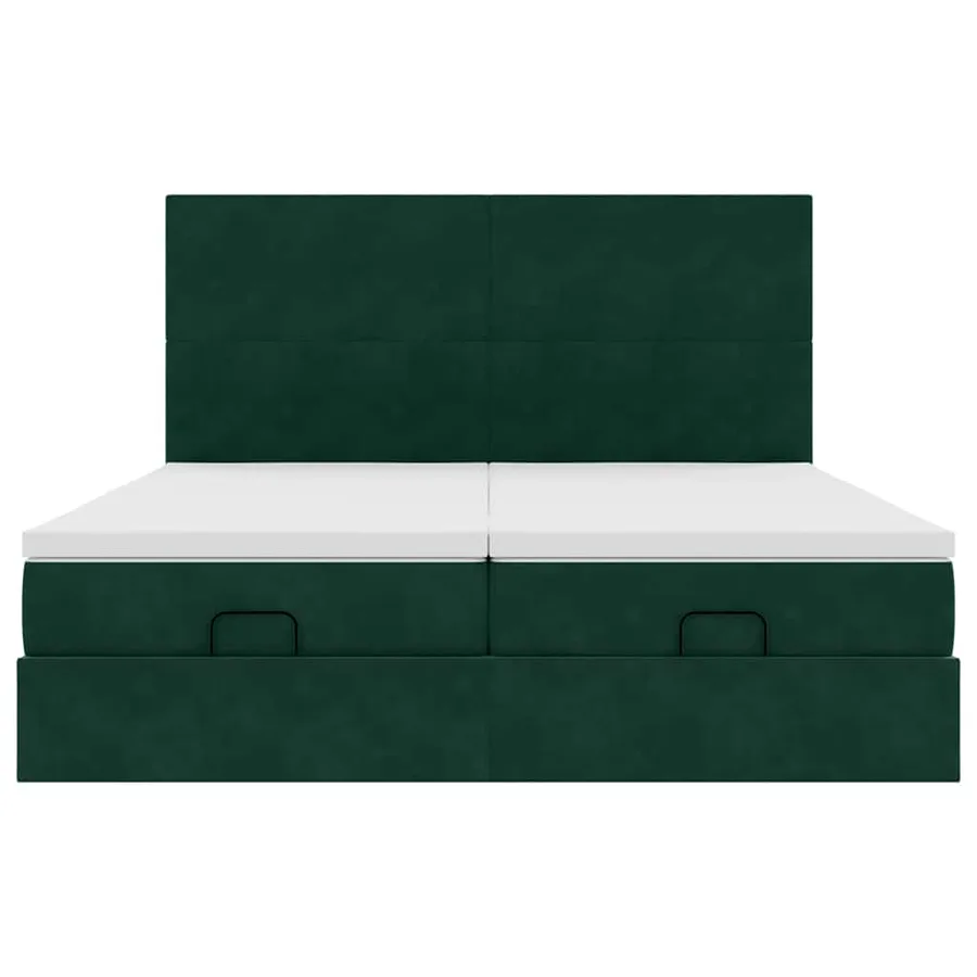 Cadre de lit ottoman avec matelas vert foncé 180x200cm velours - 8
