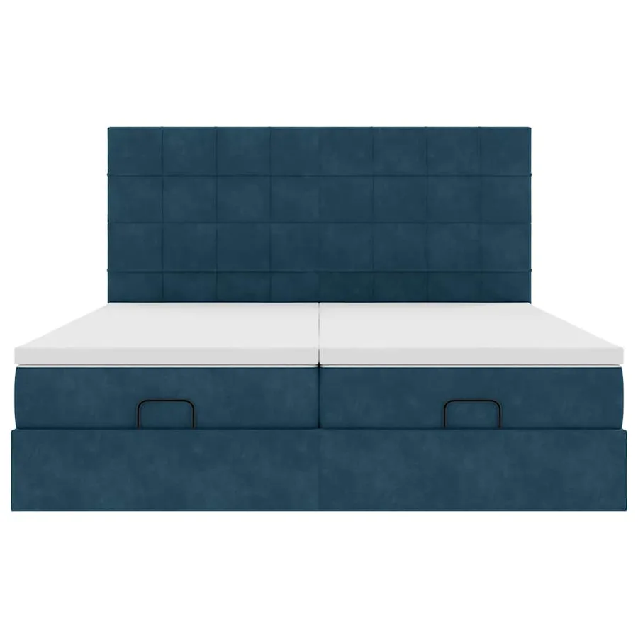 Cadre de lit ottoman avec matelas bleu foncé 200x200 cm velours - 8