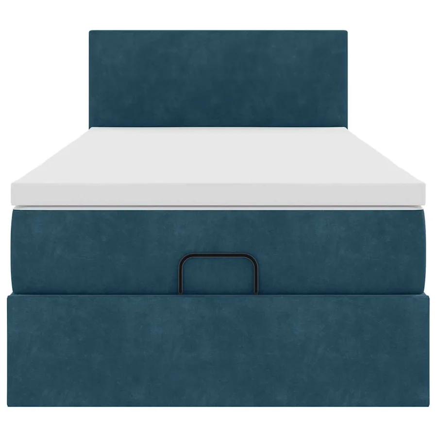 Cadre de lit ottoman avec matelas bleu foncé 100x200 cm velours - 7