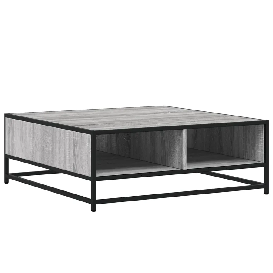 Table basse sonoma gris 80x80x30 cm bois d'ingénierie et métal - 2