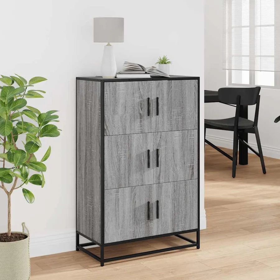 Buffet haut sonoma gris 68x35x106,5 cm bois ingénierie et métal - 3