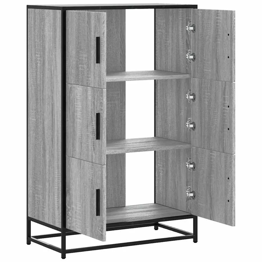 Buffet haut sonoma gris 68x35x106,5 cm bois ingénierie et métal - 7