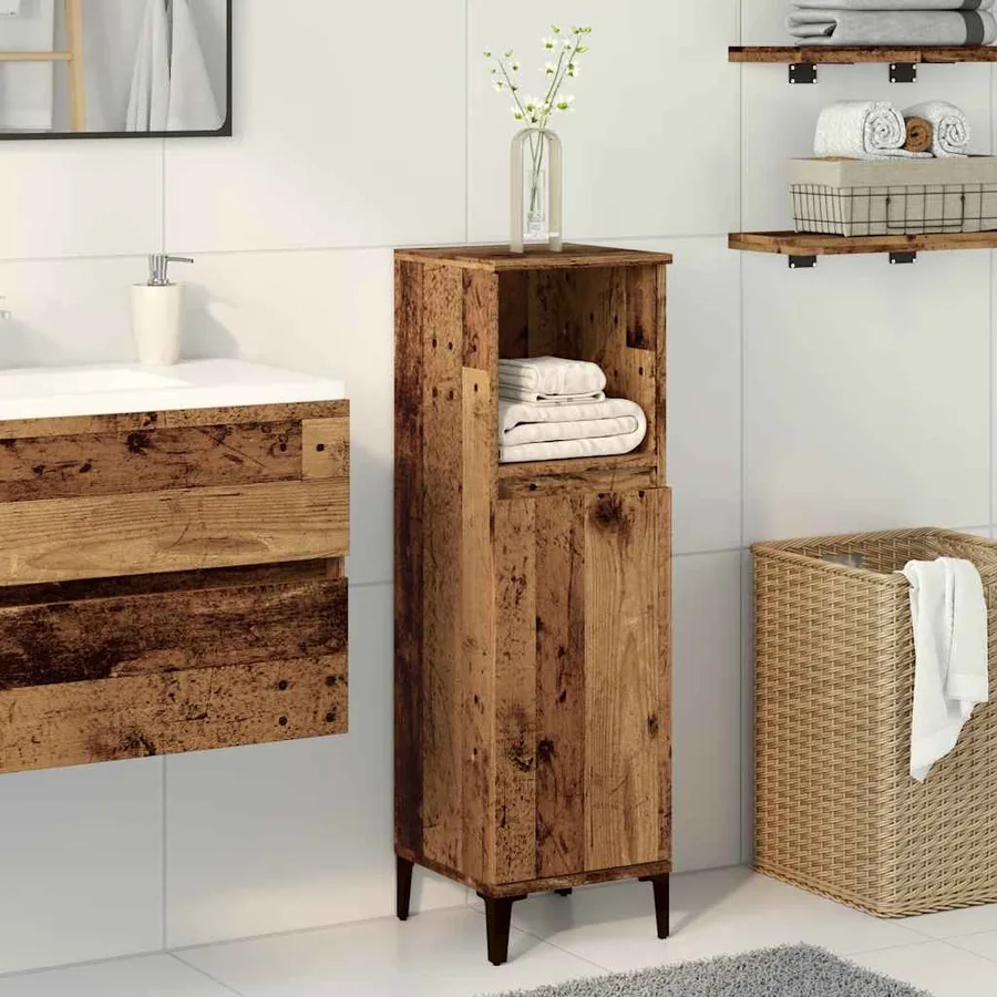 Armoire de salle de bain vieux bois 30x30x100cm bois ingénierie - 3