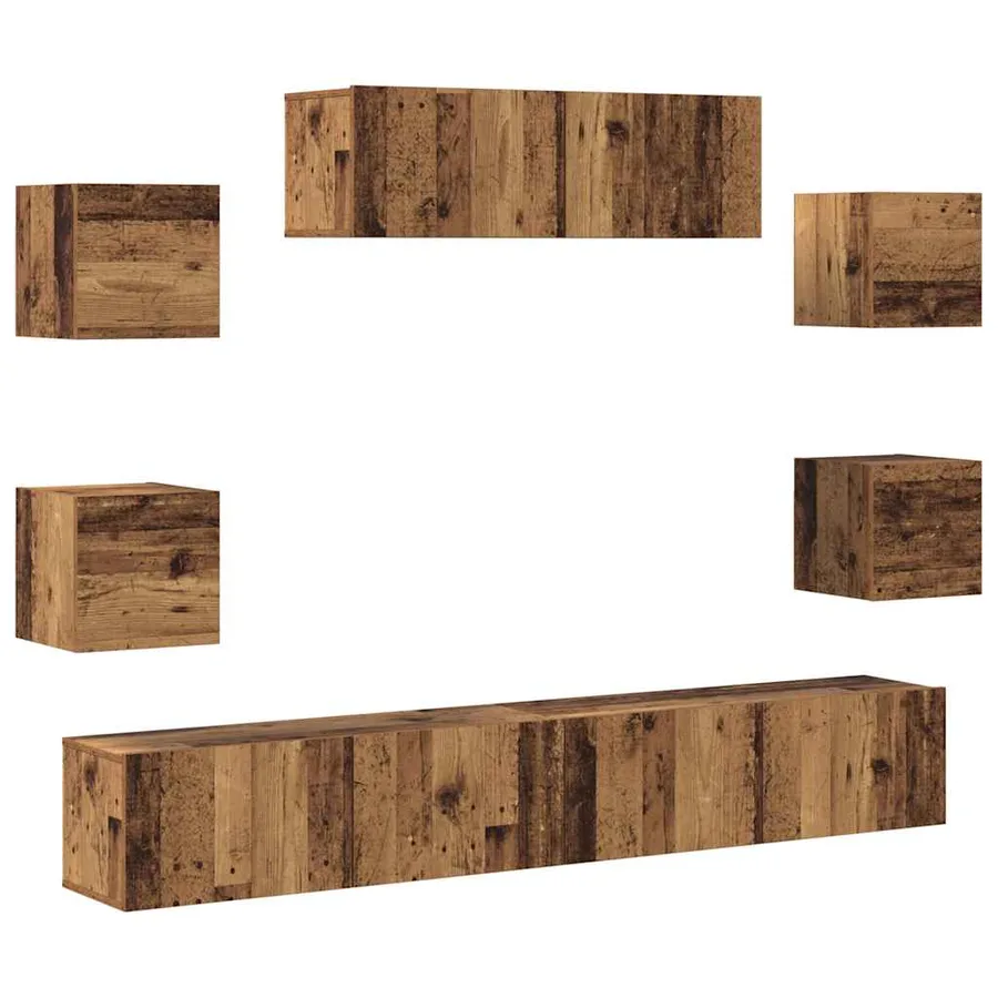 Ensemble de meuble TV mural 7 pcs vieux bois bois d'ingénierie - 2
