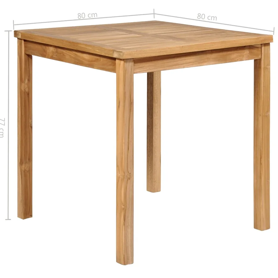 Ensemble de salle à manger de jardin 3 pièces 80 x 80 cm en bois de teck massif - 16