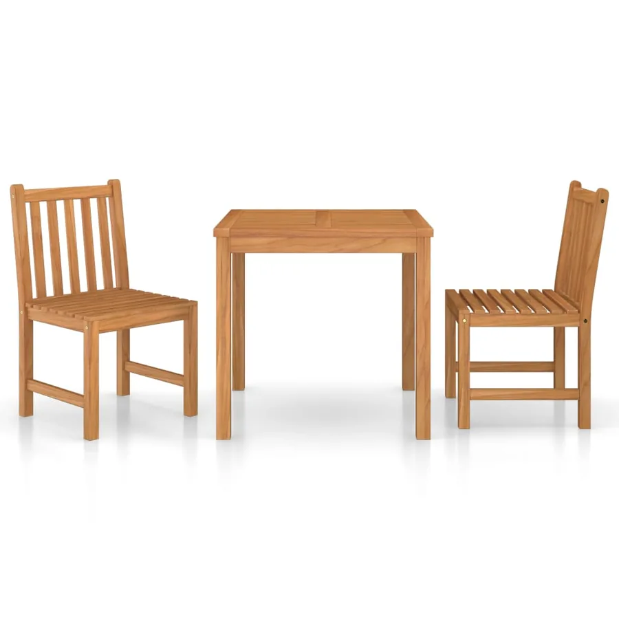 Ensemble de salle à manger de jardin 3 pièces 80 x 80 cm en bois de teck massif - 2