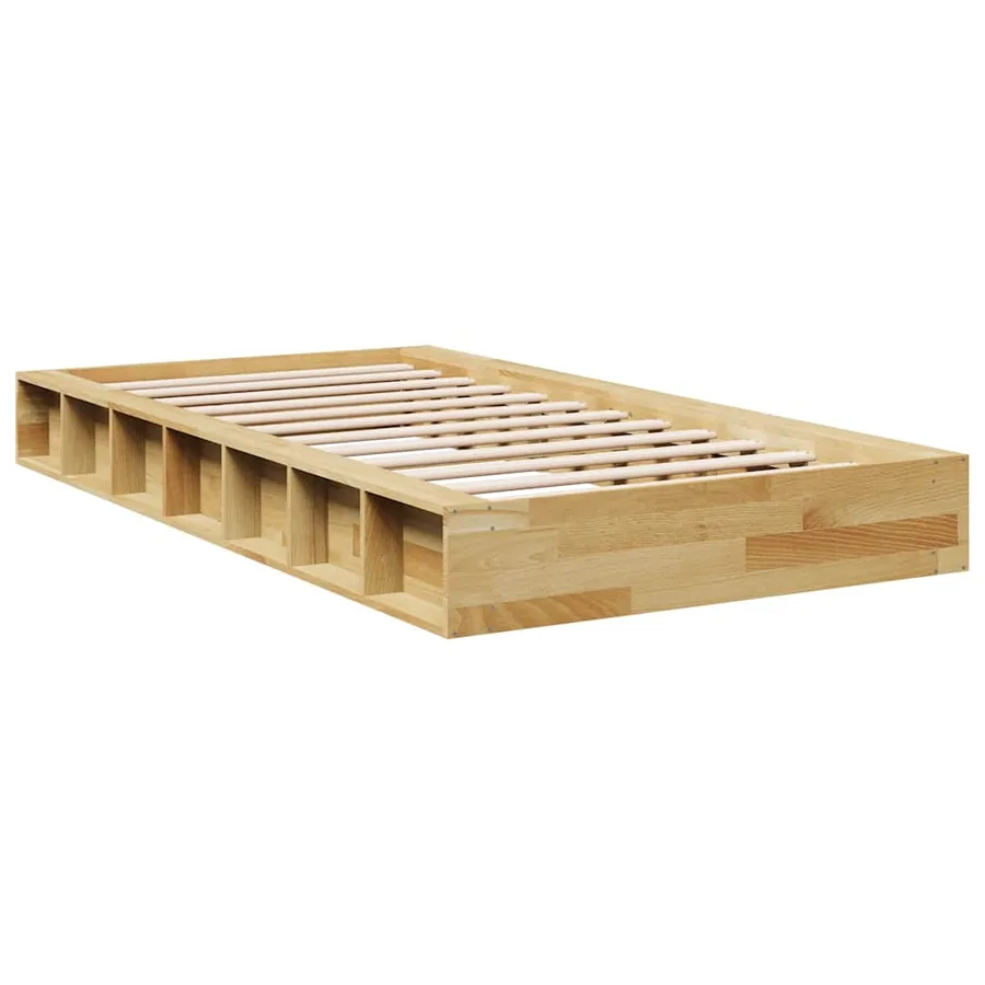Cadre de lit sans matelas 75x190 cm bois massif de chêne - 3
