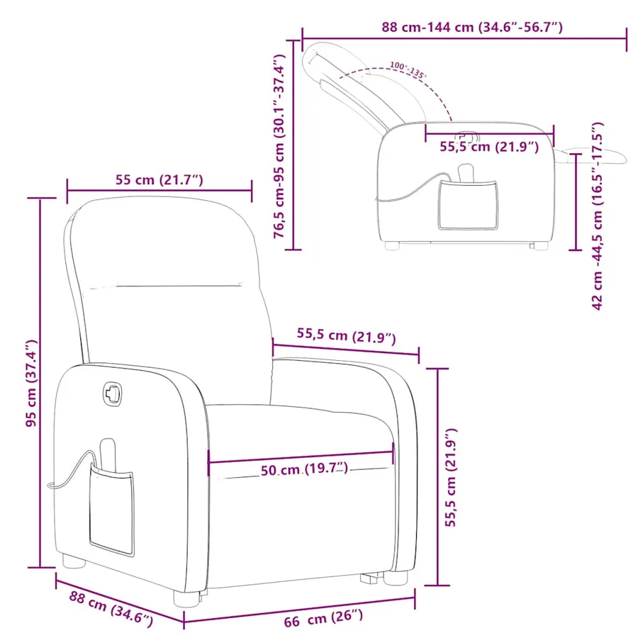 Fauteuil inclinable de massage Taupe Tissu - 16