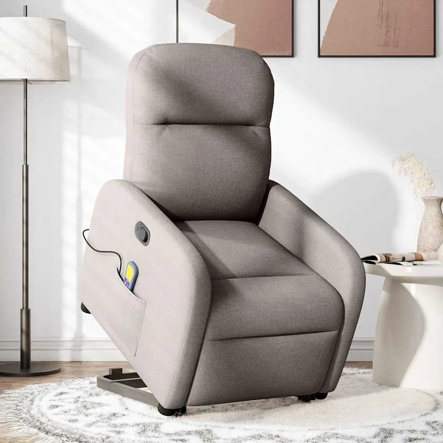 Fauteuil inclinable de massage Taupe Tissu - 2