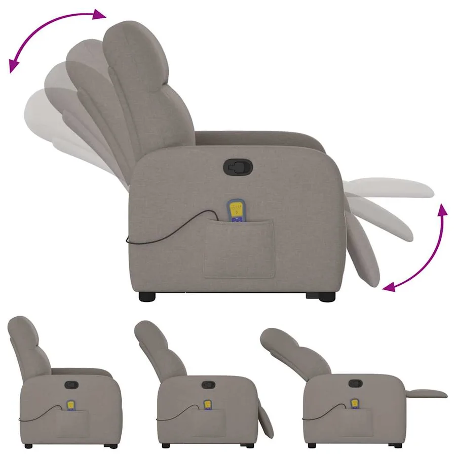 Fauteuil inclinable de massage Taupe Tissu - 8