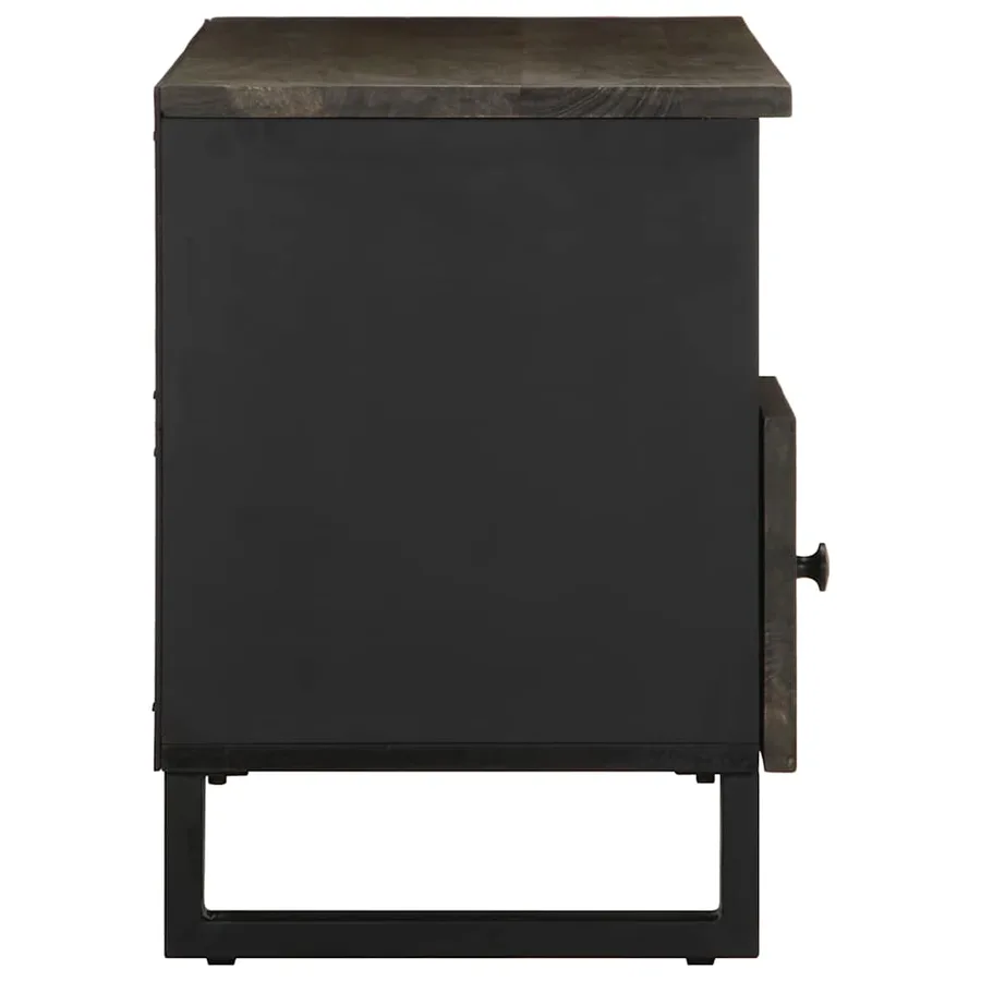 Meuble TV noir 100x33x46 cm bois massif de manguier - 4