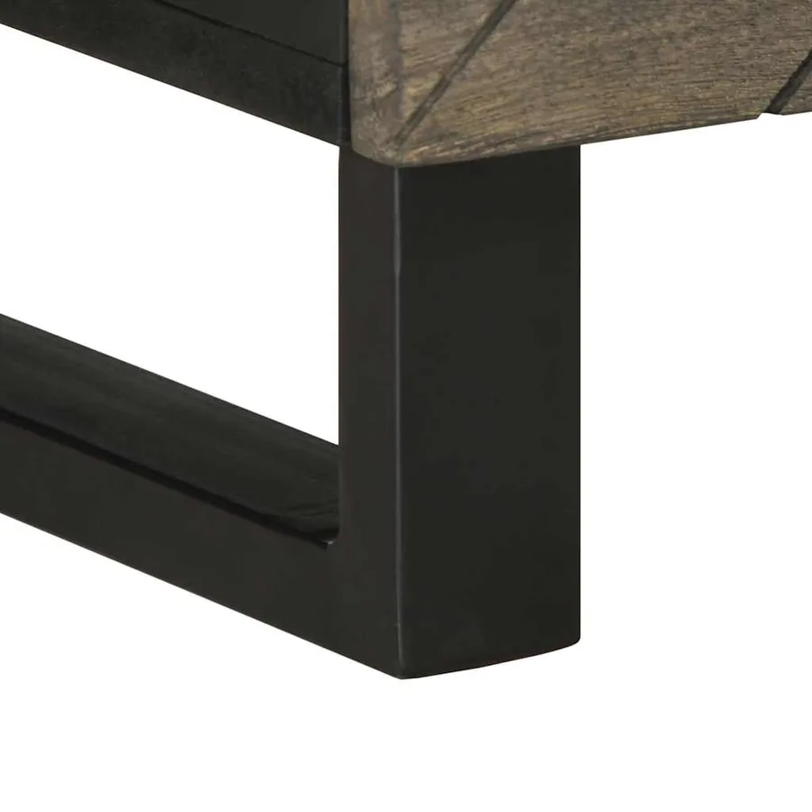 Meuble TV noir 100x33x46 cm bois massif de manguier - 8