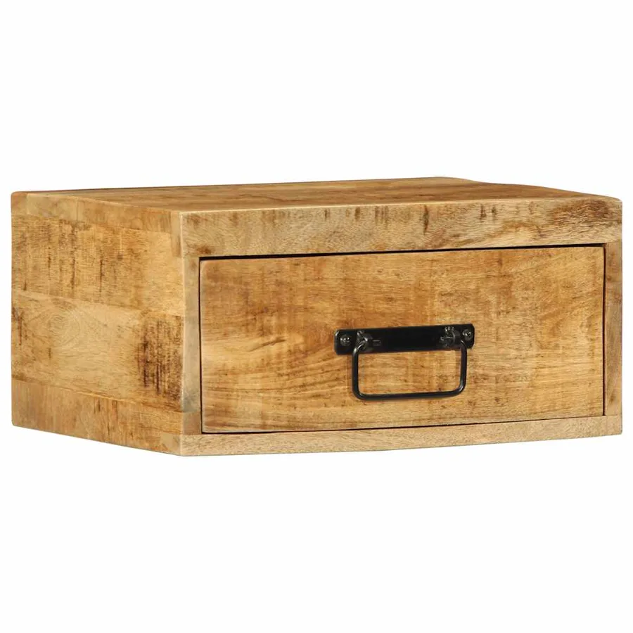 Table de chevet murale bois de manguier massif brut - 2
