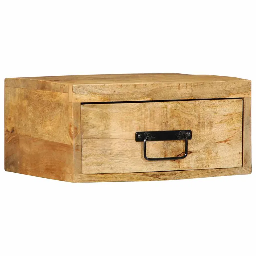 Table de chevet murale bois de manguier massif brut - 3