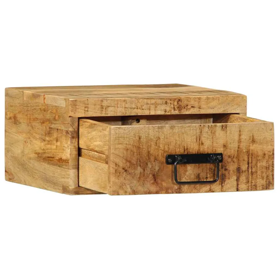 Table de chevet murale bois de manguier massif brut - 4