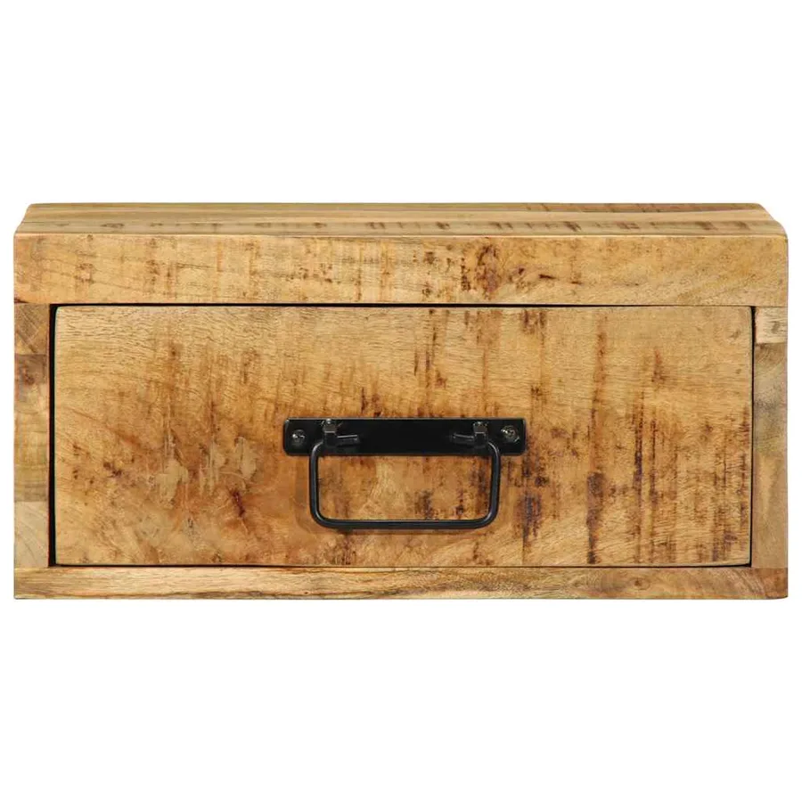 Table de chevet murale bois de manguier massif brut - 5
