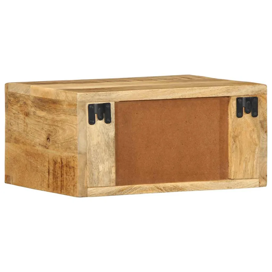Table de chevet murale bois de manguier massif brut - 7