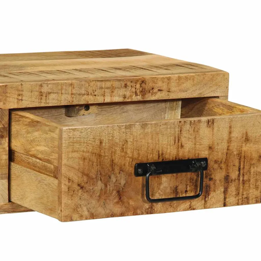 Table de chevet murale bois de manguier massif brut - 9