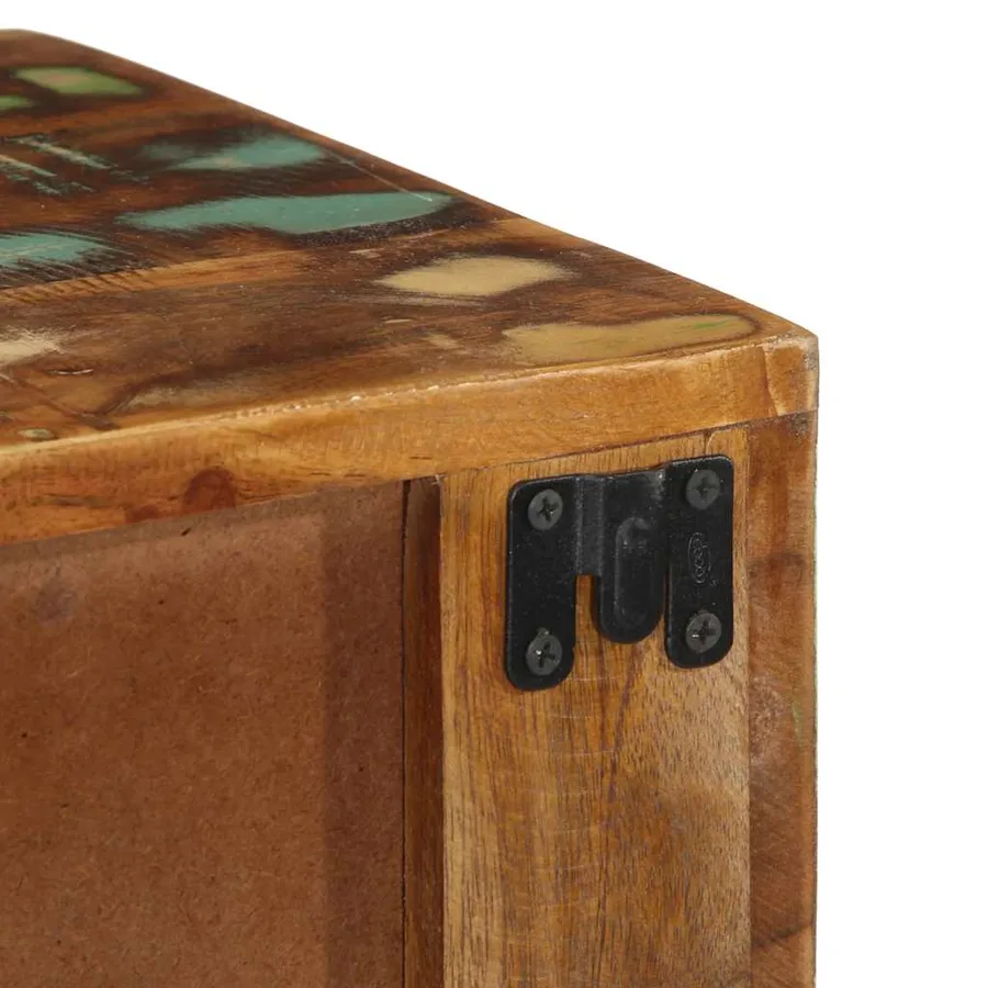 Meuble TV mural 100x30x19 cm bois massif de récupération - 10